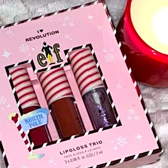 elf™🎄🎅🏻Candy Cane Forest Lip Gloss Trio x Buddy the Elf Spa Headwrap - Picture 2 of 9